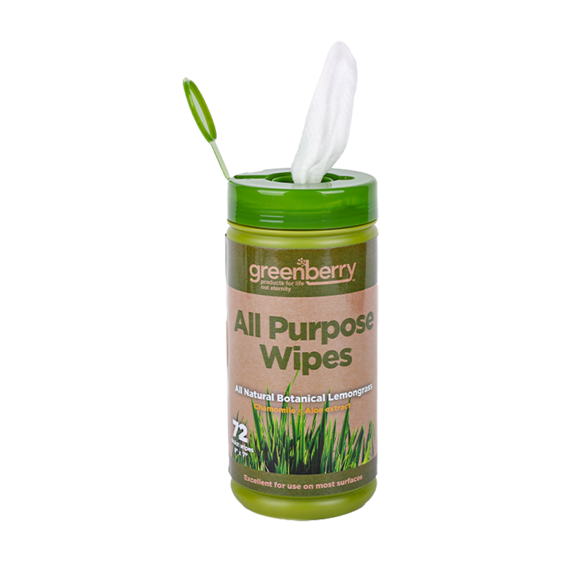 72pcs Household all purpose cleaning wet wipes in canister all natural botanical lemongrass with chamomile and aloe extract excellent for use on most surfaces